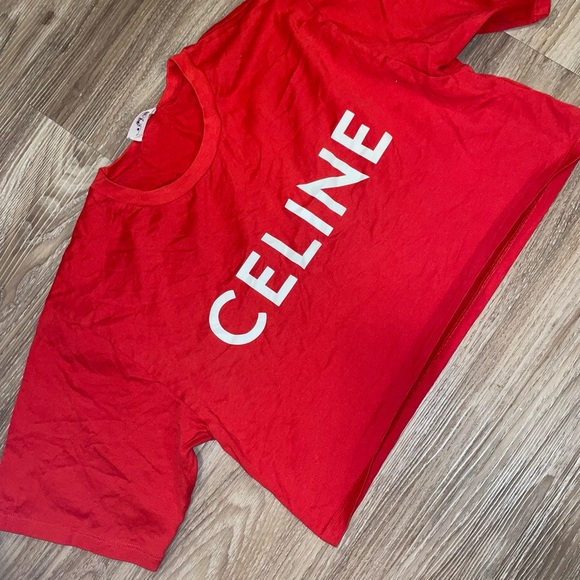 Celine Red Crop T-Shirt - Picture 1 of 4